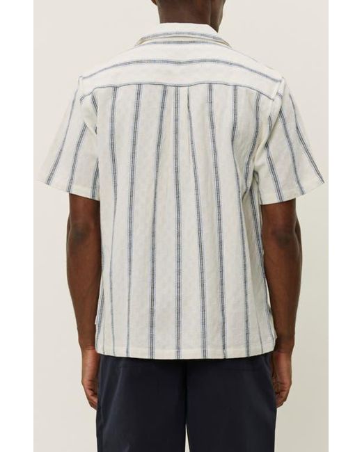 Les Deux White Lukas Textured Stripe Cotton Camp Shirt for men