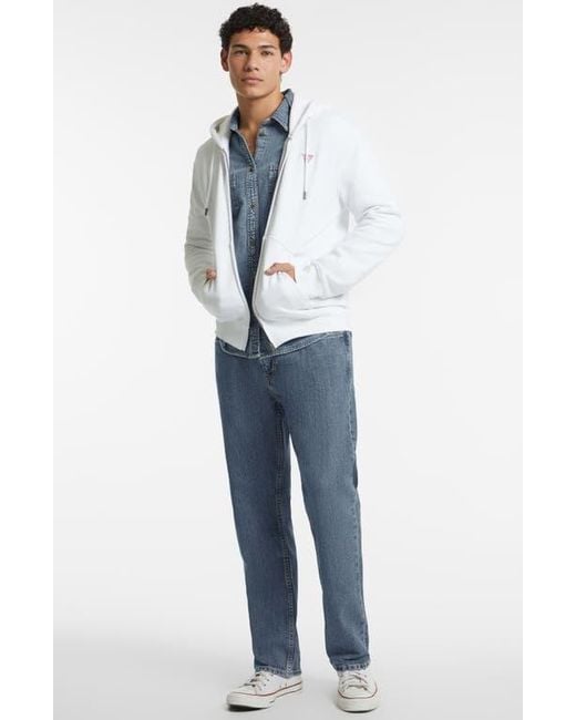 Guess White Mini Triangle Zip Hoodie for men