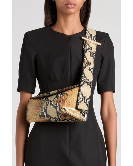 Alexander McQueen Natural T-Bar Sling Python Embossed Leather Crossbody Bag