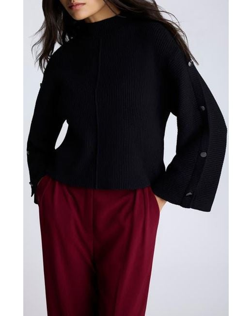 Kenneth Cole Black Rib Mock Neck Pullover