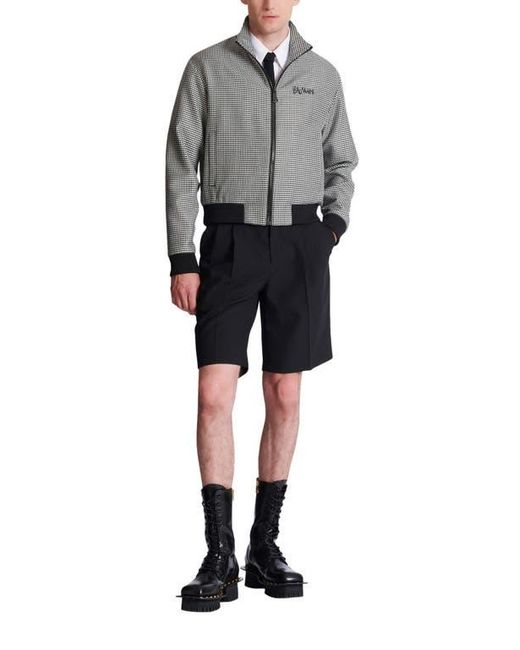 Balmain Gray Houndstooth Wool Jacket for men