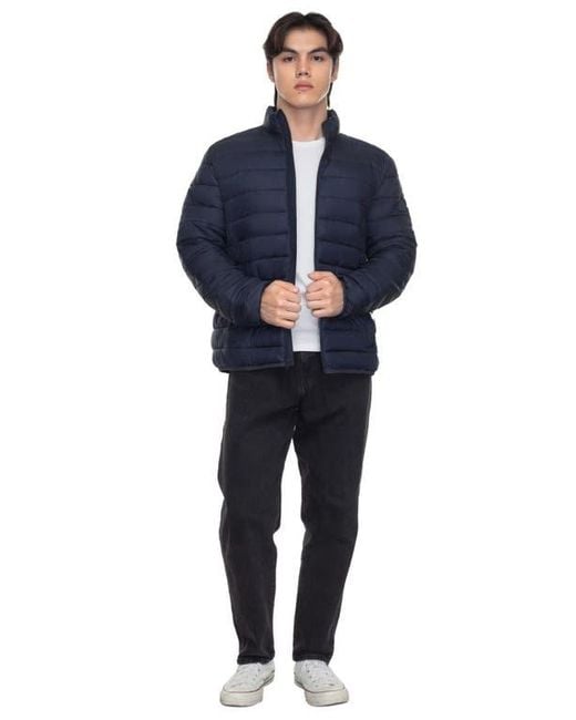 Rokka&Rolla Blue Lightweight Packable Puffer Jacket for men