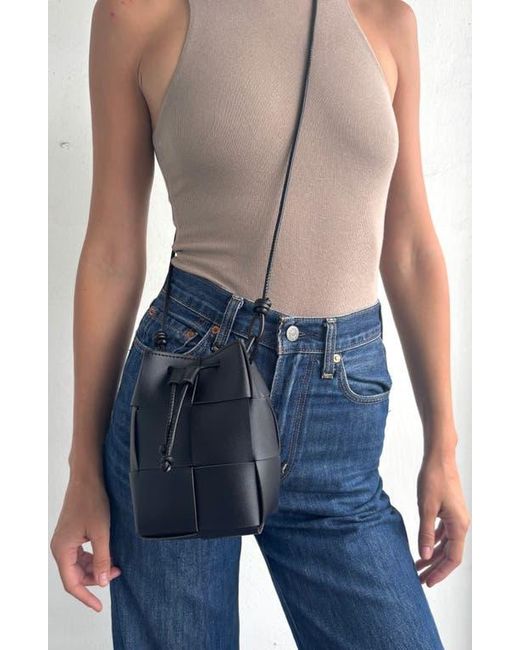 Adornia Black Patchwork Bucket Bag