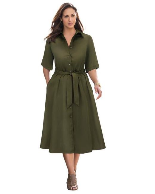 Jessica London Green Soft Denim Shirtdress