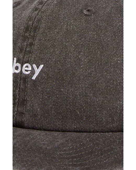Obey Gray Logo Cotton Twill Baseball Cap for men
