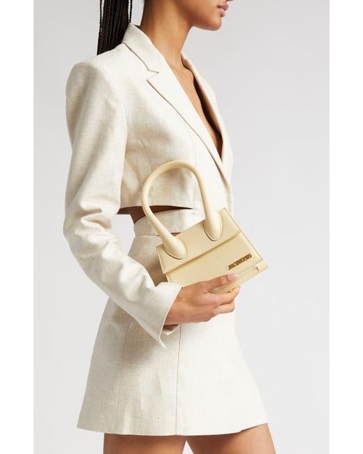 Jacquemus Natural Le Chiquito Moyen Leather Top Handle Bag