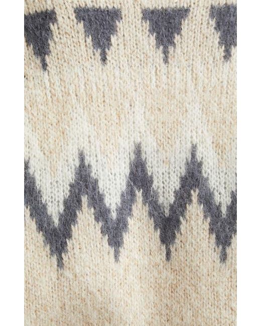 Eleventy Natural Fair Isle Alpaca & Mohair Blend Turtleneck Sweater