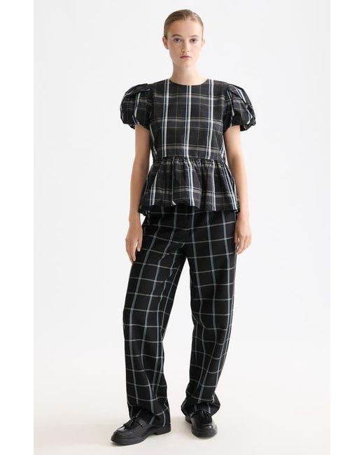 Scotch & Soda Black Check Taffeta Top
