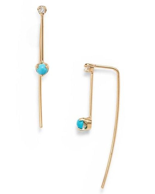 Lyst Zoe Chicco Turquoise Diamond Threader Earrings Zoe Chicco Multicolor Turquoise Diamond Threader Earrings Lyst