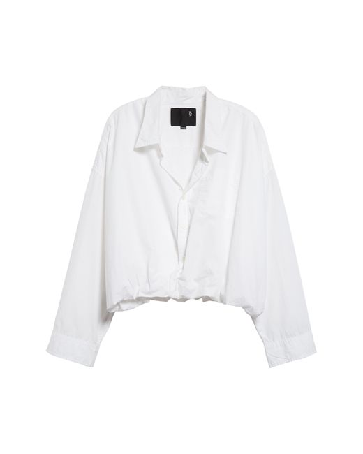R13 White Bubble Hem Cotton Button-up Shirt