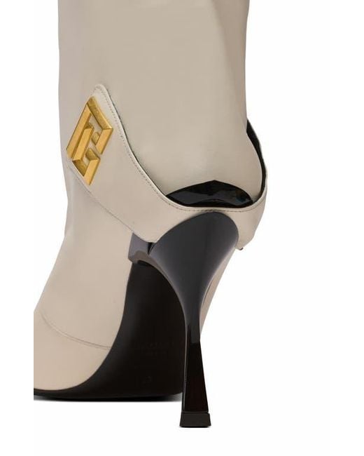 Balmain White Twist Heeled Leather Boots