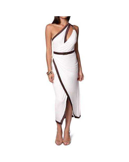 JLUXLABEL White Anniversary Belted Cocktail Dress
