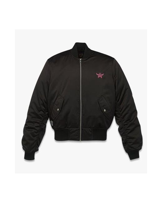 MCM Black X Snipes Satin Bomber Jacket for men