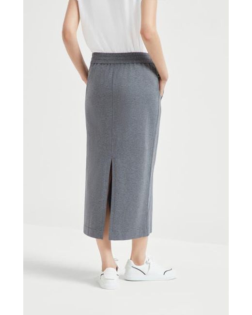 Brunello Cucinelli Gray Track Midi Skirt