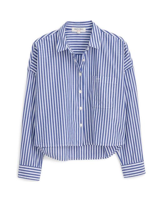 Alex Mill Blue Jo Stripe Crop Cotton Button-Up Shirt