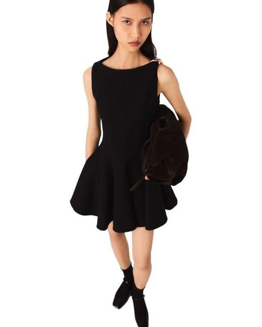 Maje Black Mini Flared Tweed Dress