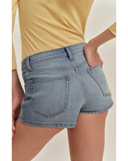 Reformation Blue X Devon Lee Carlson Jensen High Waist Cheeky Denim Shorts