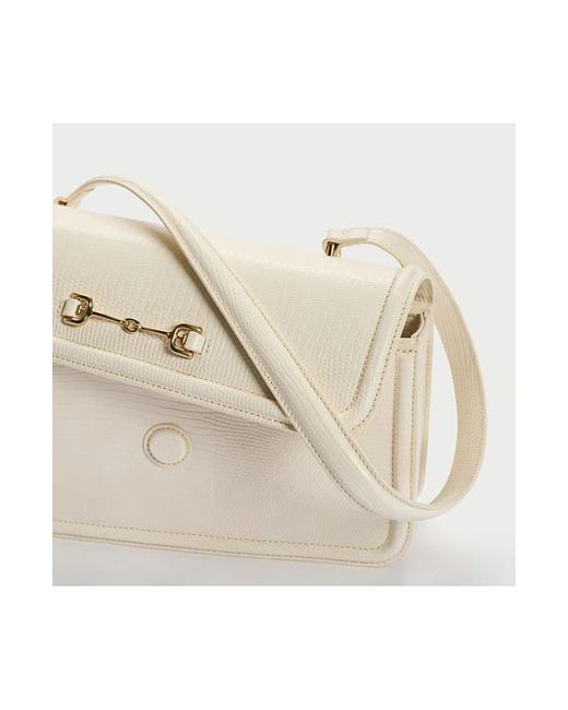 Sam Edelman Natural Loraine Flap Embossed Faux Leather Shoulder Bag