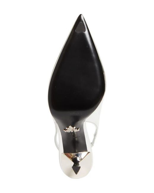 Prada White Puffy Logo Slingback Pump