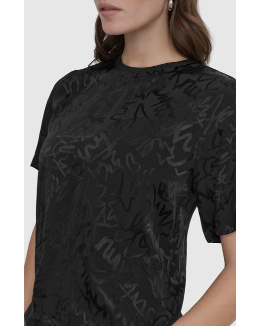 DKNY Black Scribble Logo Jacquard Top