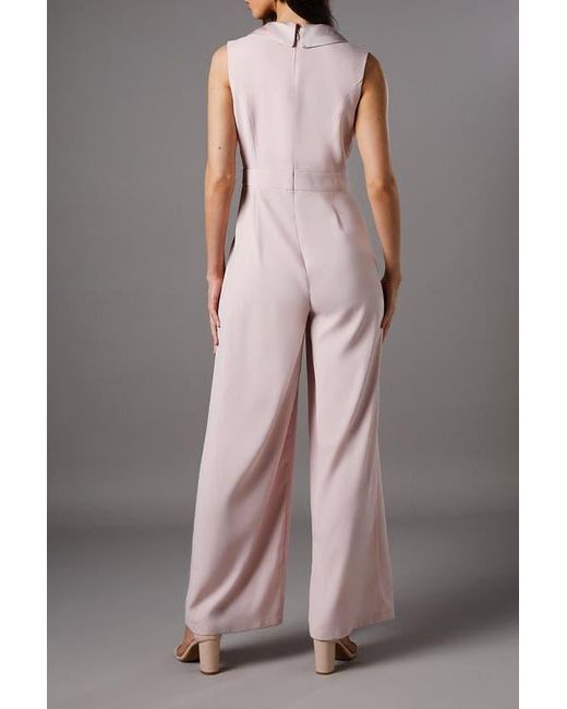 Coast Pink Crepe V-Neck Wrap Wide Leg Jumpsuit