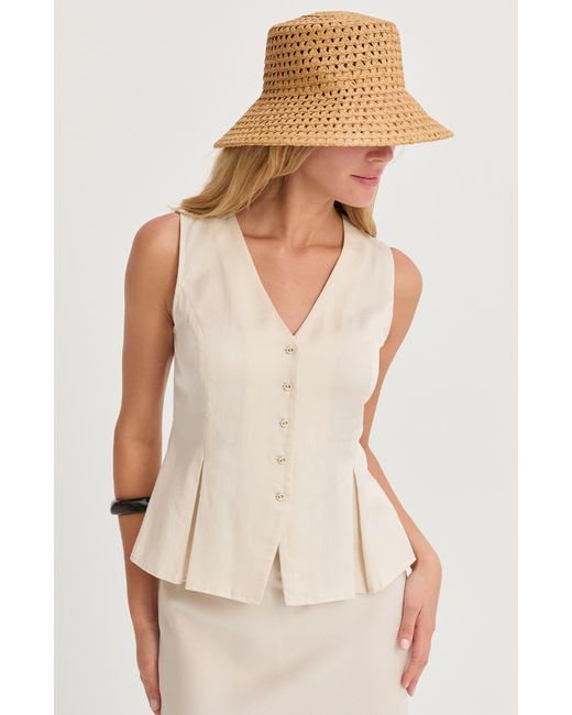 Crescent White Pleated Lyocell Vest