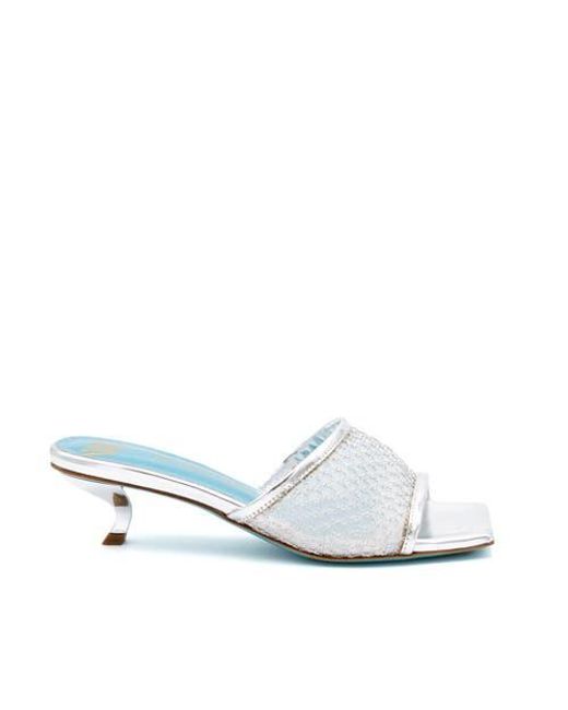 Valentina Rangoni White Vesta Low Heel Mesh Slide