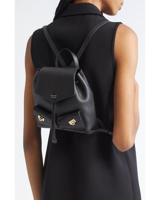 Ferragamo Black Mini Harley Leather Drawstring Backpack