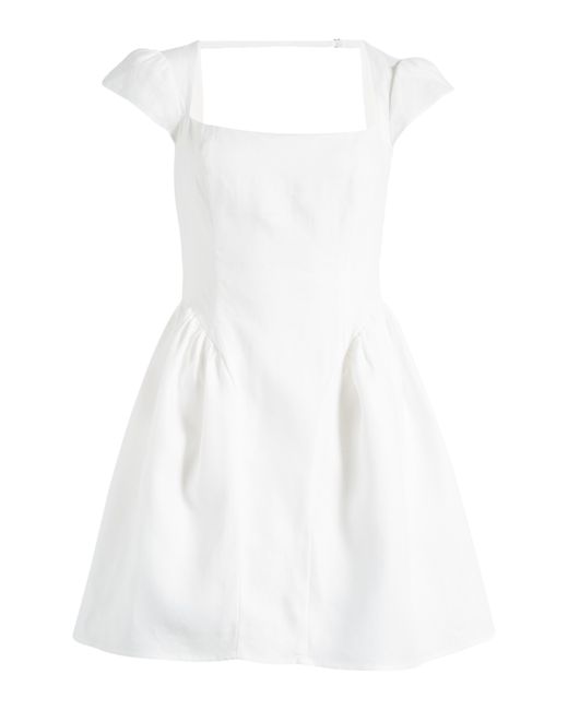 Reformation White Oaklyn Cap Sleeve Linen Minidress