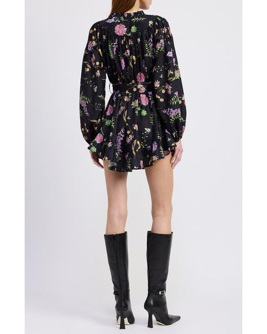 En Saison Black Harper Metallic Floral Long Sleeve Minidress