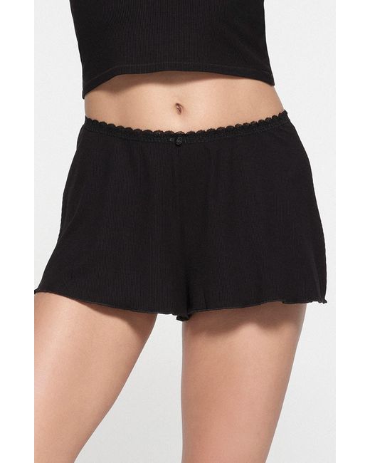 Skims Black Soft Lounge Lace Shorts