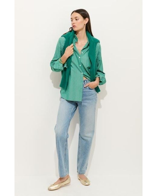 Alex Mill Green Jo Stripe Oversize Cotton Button-Up Shirt