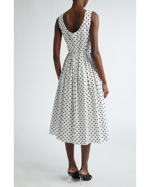 Dolce & Gabbana White Polka Dot Sleeveless Cotton Midi Dress