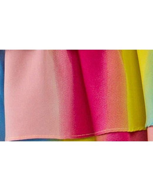 Endless Rose Blue Smocked Rainbow Stripe Miniskirt