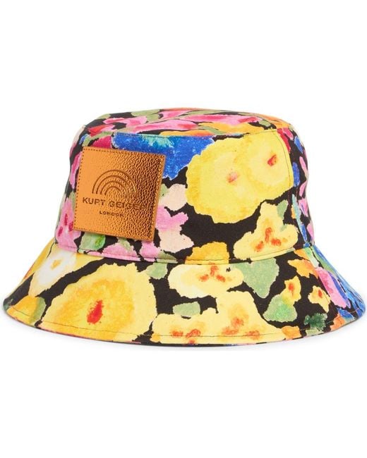 Kurt Geiger Yellow Floral Print Bucket Hat