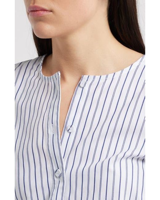 Madewell Blue Puff-Sleeve Button-Up Top