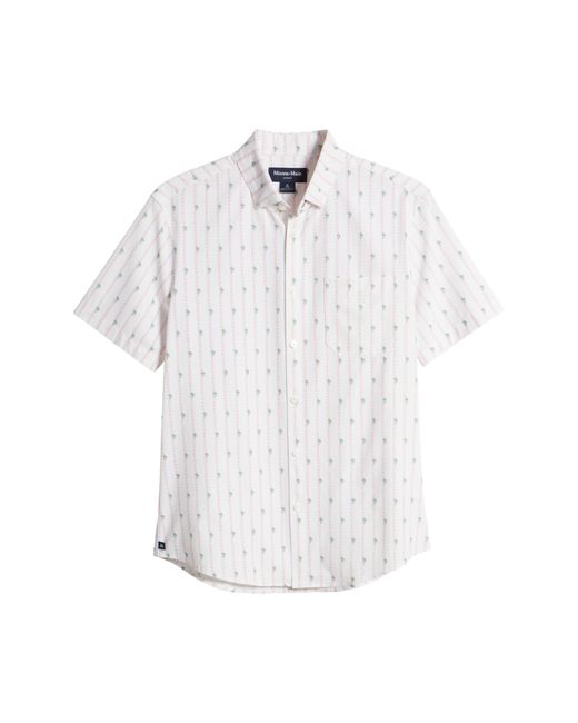 Mizzen+Main White Mizzen+main Leeward Trim Fit Cactus Stripe Short Sleeve Performance Button-up Shirt for men