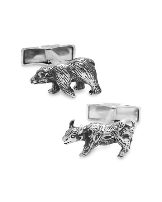 Cufflinks Inc. Multicolor Bull & Bear Sterling Cuff Links for men