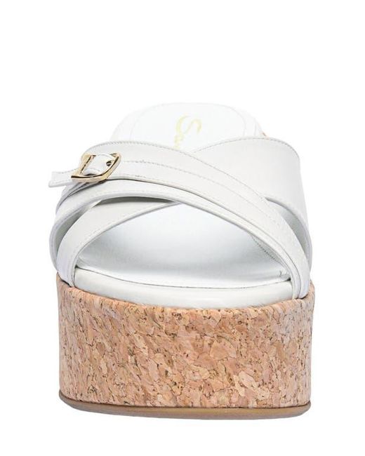 Santoni White Leather Wedge