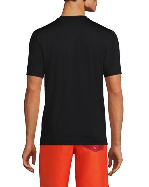 Lands' End Black Short Sleeve Swim Tee Rash Guard for men