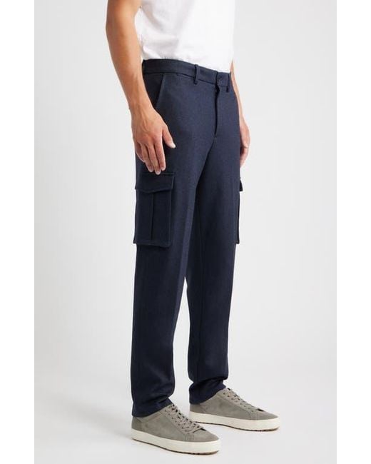 Bugatchi Blue Brushed Knit Flat Front Cargo Pants for men