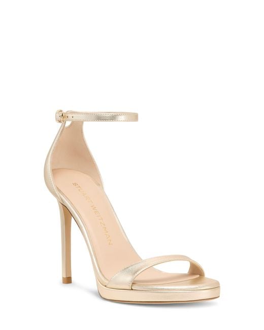 Stuart Weitzman White Nudist Platform Sandal