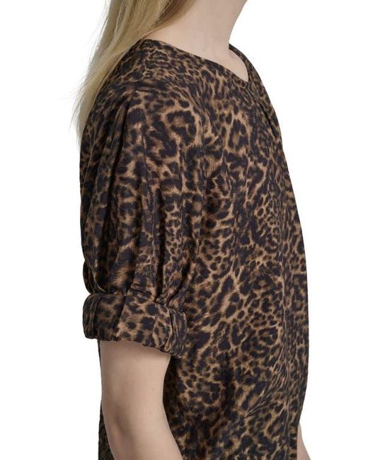 DKNY Black Abstract Zebra Print Voile Top