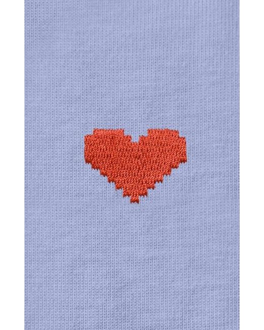 Alix Blue Pixel Heart Jersey Relaxed Tee