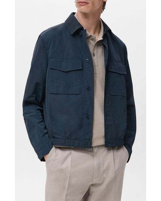 Mango Blue Water Repellent Jacket for men