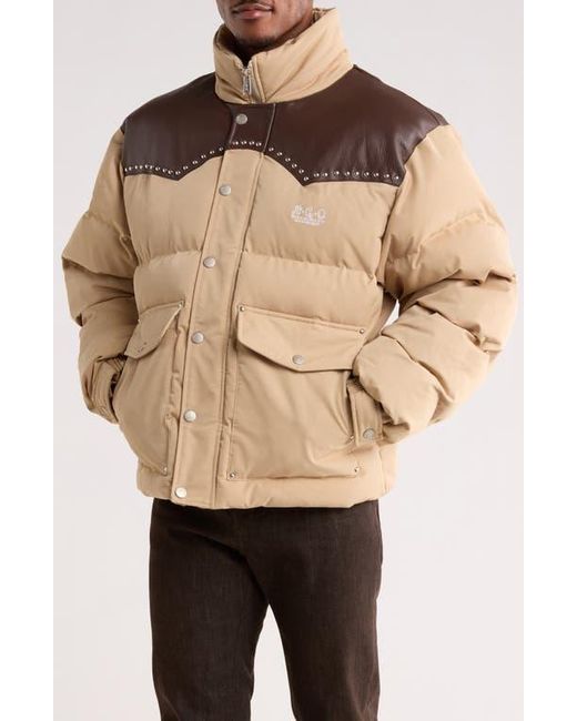 Nothing Grows Overnight Natural Western Down Puffer Jacket for men