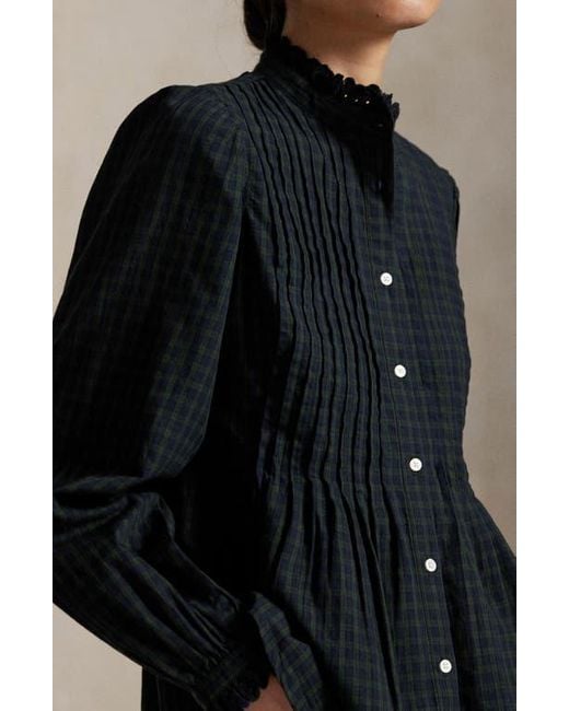 Polo Ralph Lauren Black Plaid Long Sleeve Peplum Button-Up Shirt