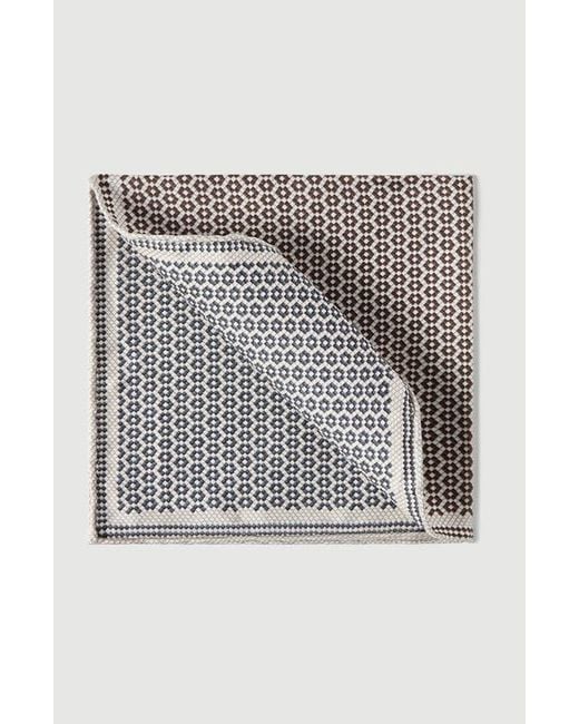 Brunello Cucinelli Brown Silk Geometric Pattern Pocket Square for men
