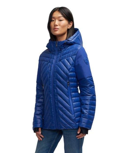 Pajar Blue Esmay Lightweight Mixed Media Quilted Packable Puffer