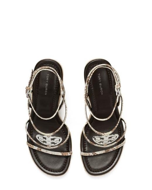 Tory Burch White Capri Miller Snakeskin Embossed Wedge Sandal